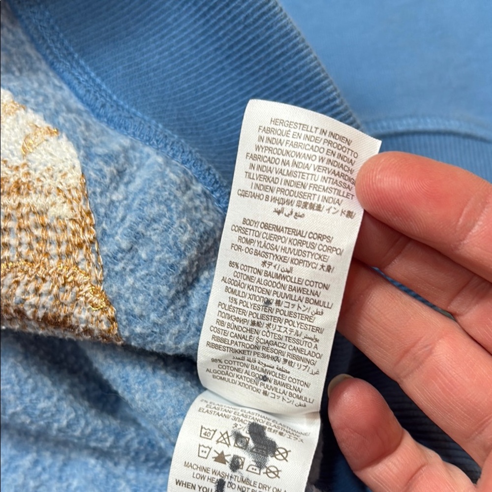 Mini Boden Superstitch kitty cat sweatshirt blue 9/10 - Picture 4 of 4